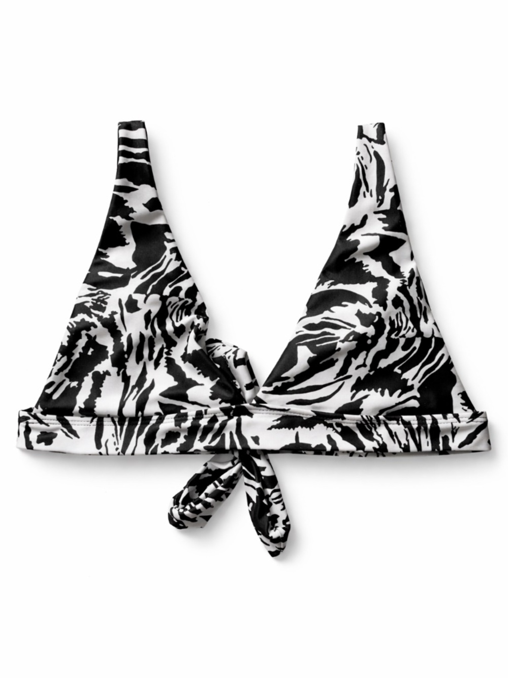 4/$20➡️  Black & White Zebra Print Triangle Bikini Top Tie-Back – Size Small EUC